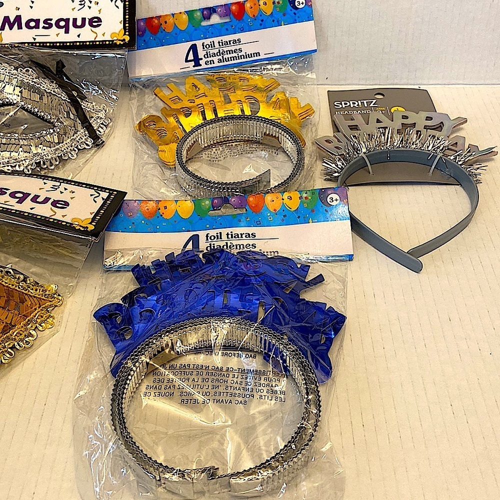 Party Celebration Birthday 4 Piece Headpieces x 2 and Mardi Gras Eye Masks x 2. - Picture 3 of 3